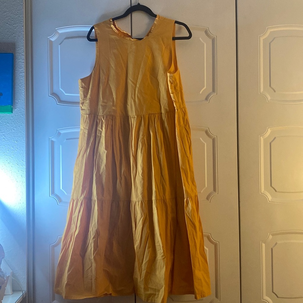 New j crew yellow cotton tier dress